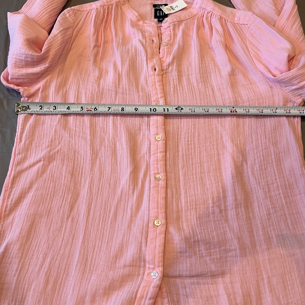 GAP Pink Cotton Crinkle Gauze Button Down Shirt Medium Tall 591950-00-1 - Picture 4 of 9